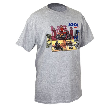 T`SHIRT IGOL CINZA COM ILUSTRAÇÕES VINTAGE